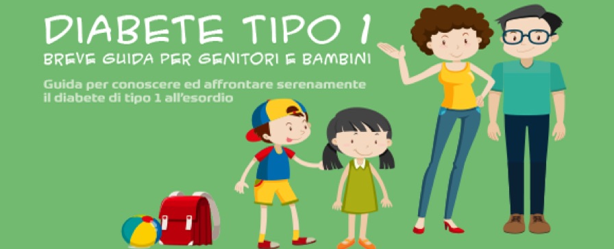 Copertine grafiche delle guide del diabete di tipo 1: illustrazione di una famiglia